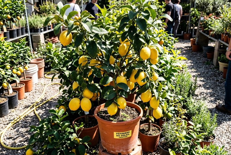 Citronnier de Menton chargé de fruits mûrs sous le soleil de la Côte d'Azur